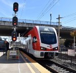 San Francisco Bound Caltrain approaching the depot-I took this train as far as Bayshore